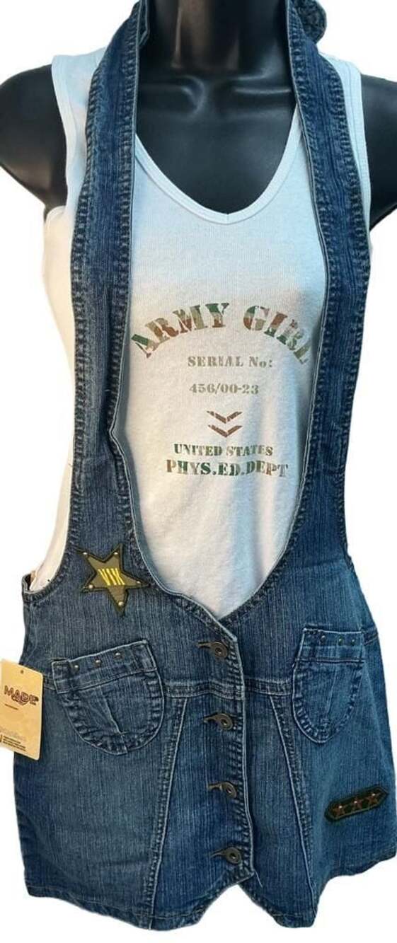 MADE Denim Jumper Dress With Attached Tank Top Size M Style M6463